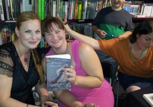 Signing at Avid, with a cheeky illustrator... Photo by Michelle Slatter.